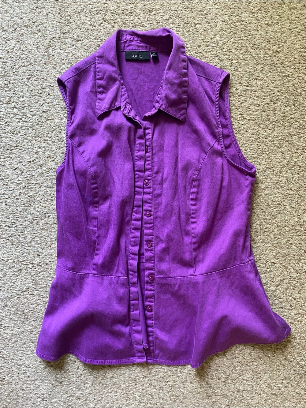Apt. 9 Purple Sleeveless Button-Front Peplum Blouse
